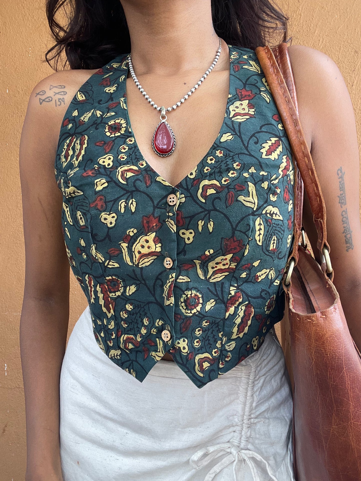 Karla: Green Floral Ajrakh