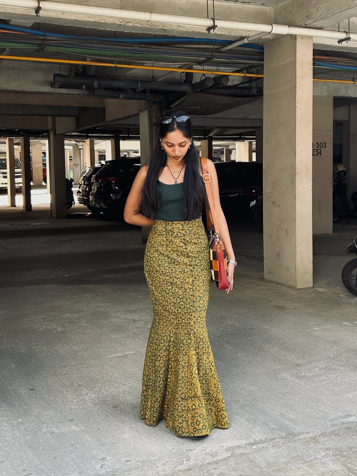 Meena: Busy Mustard & Green Ajrakh