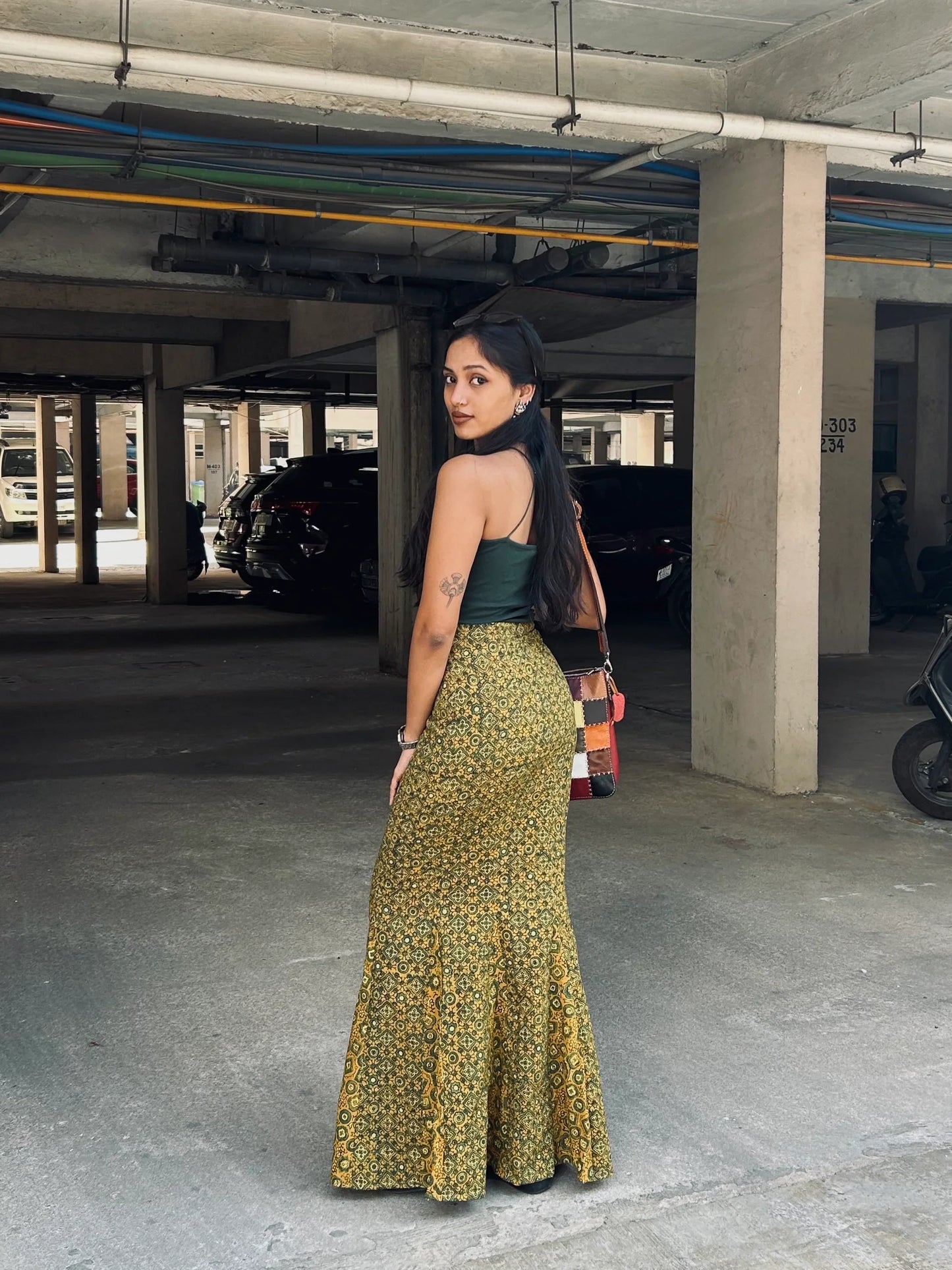 Meena: Busy Mustard & Green Ajrakh