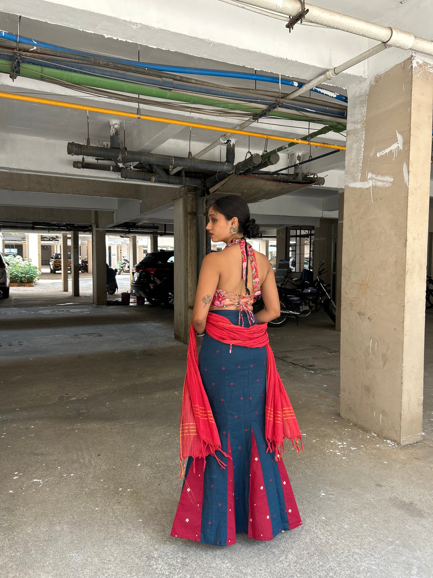 Meena: Blue Jamdani