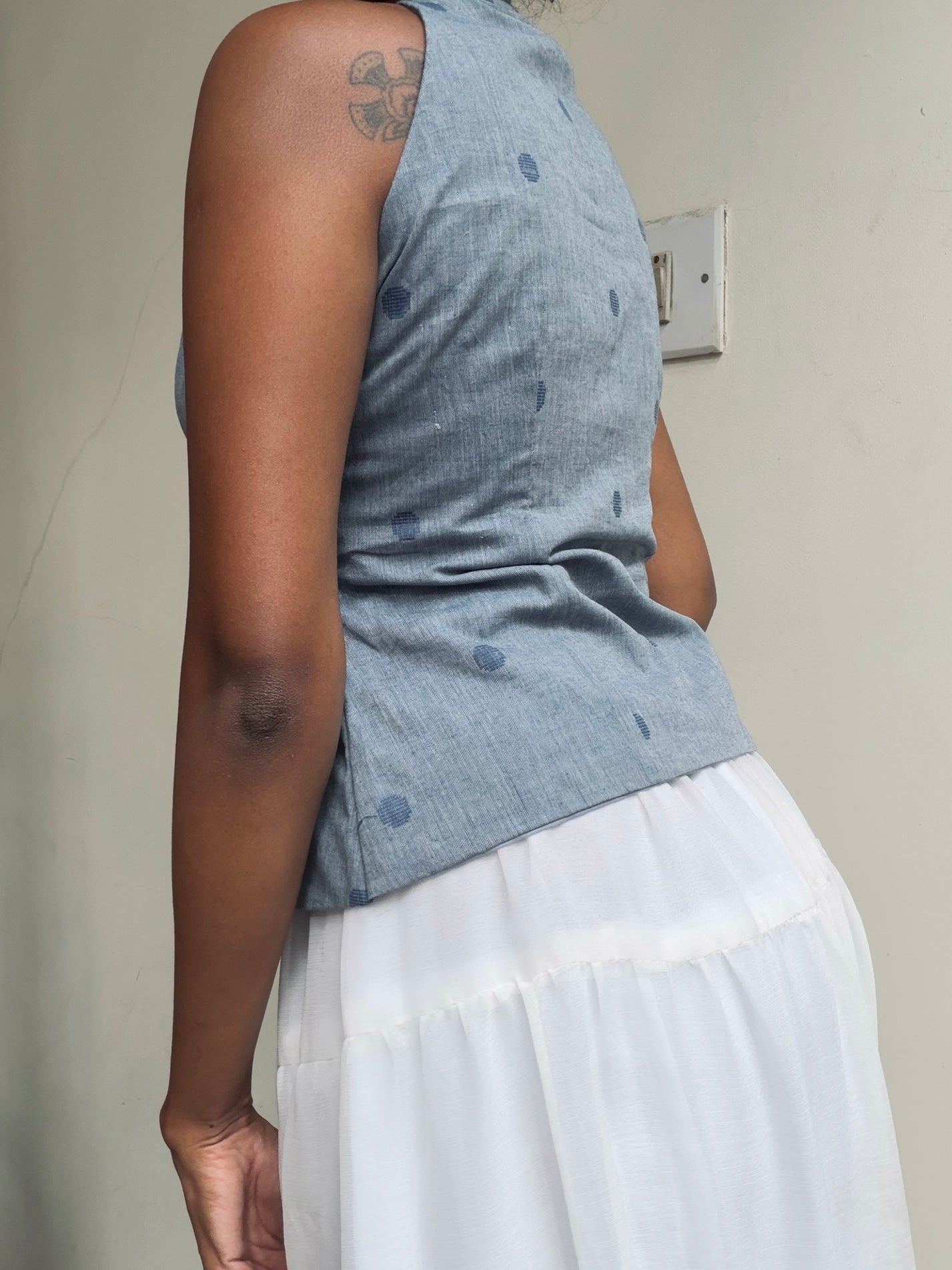 Trupti: Denim Blue Jamdani