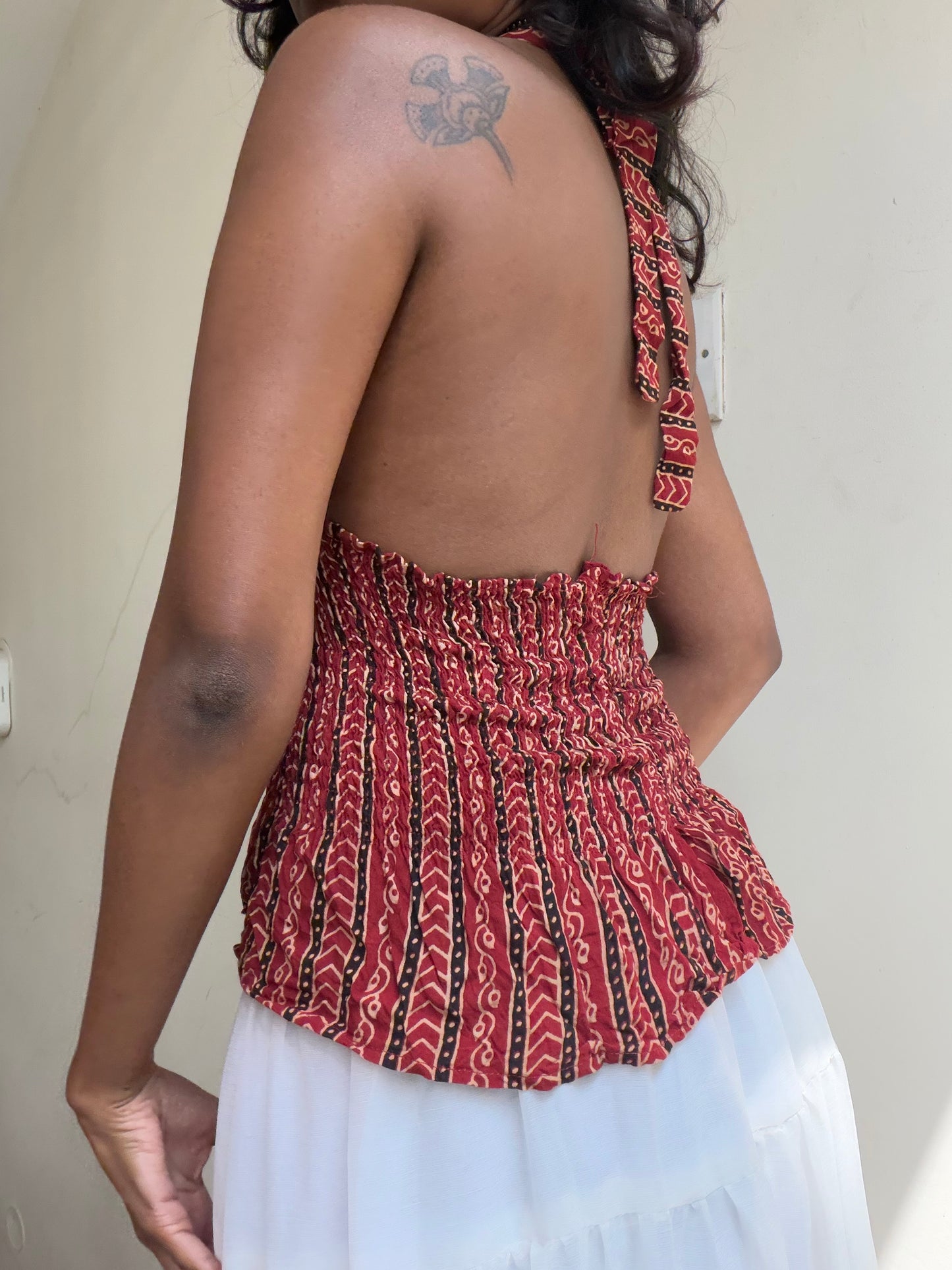 Preksha: Red Striped Ajrakh