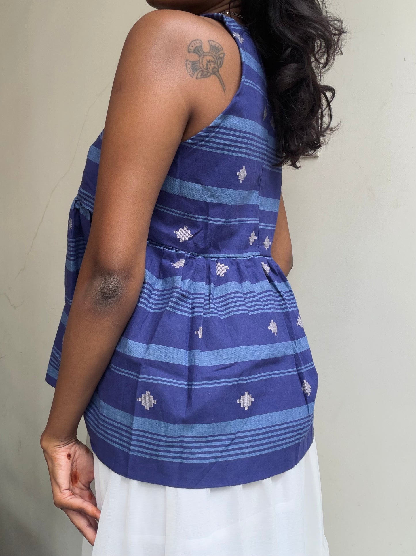 Geet: Blue striped Jamdani