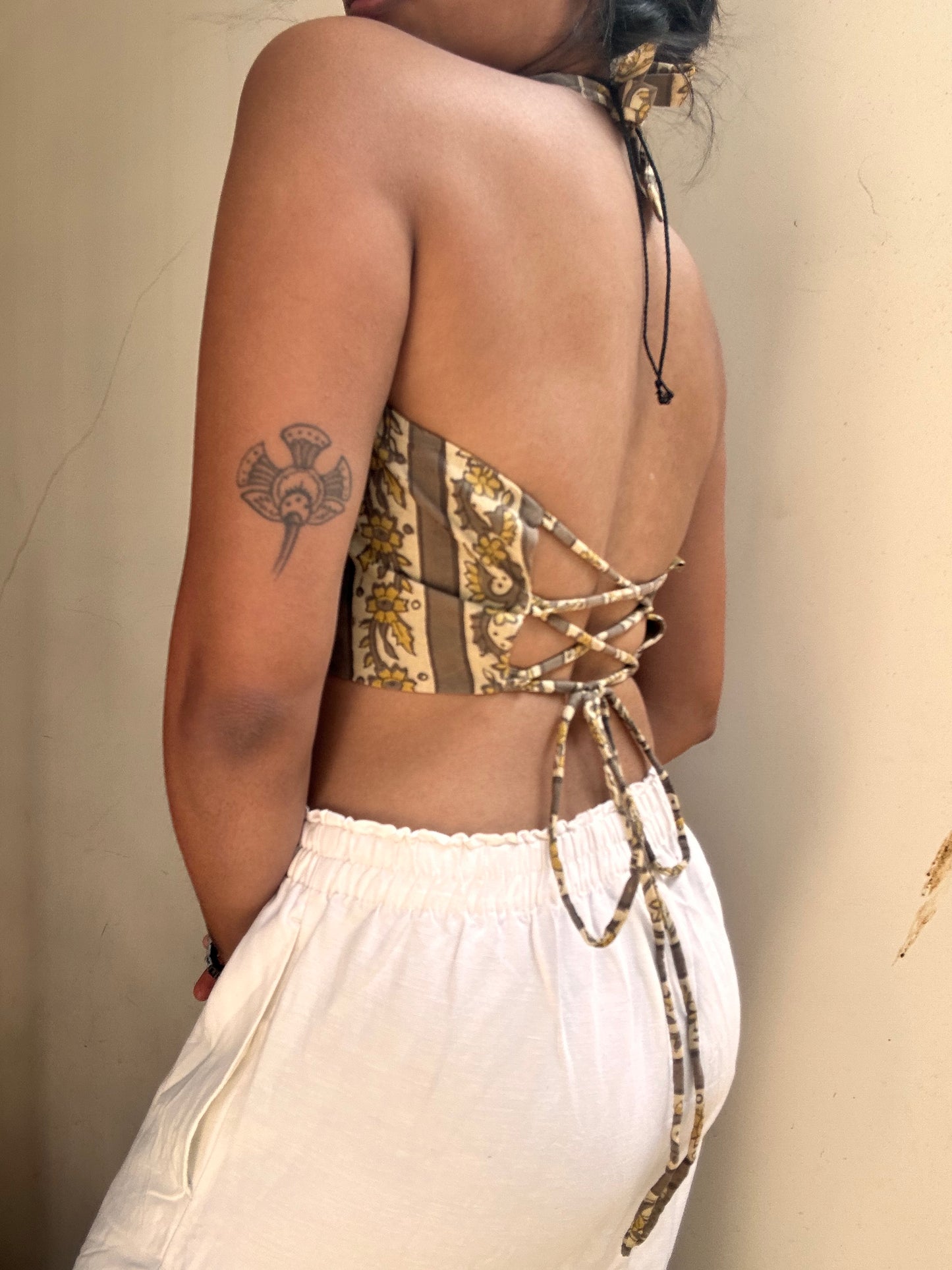 Heather: Olive Striped Floral Batik