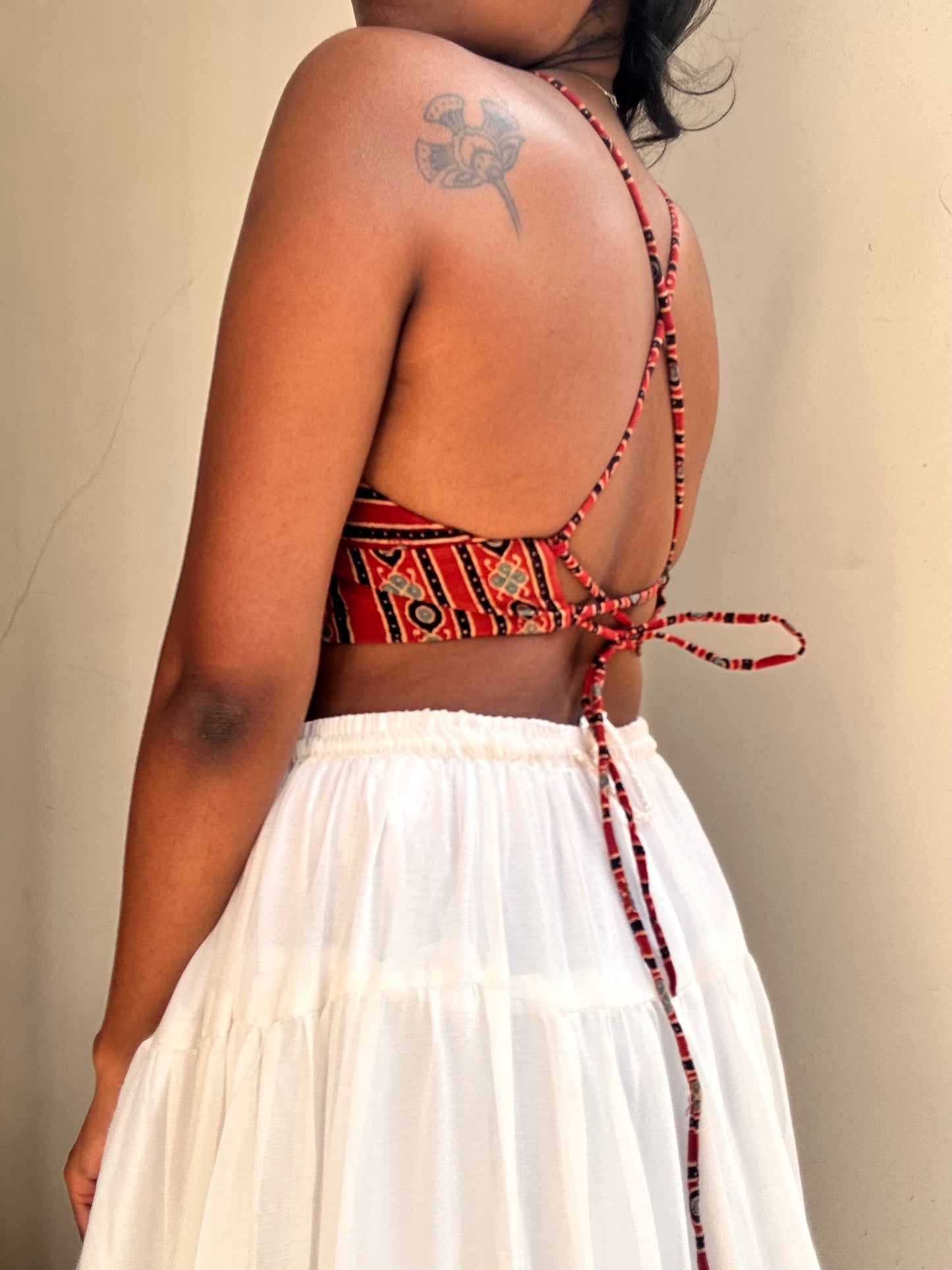 Bella: Red Horizontal Striped Ajrakh