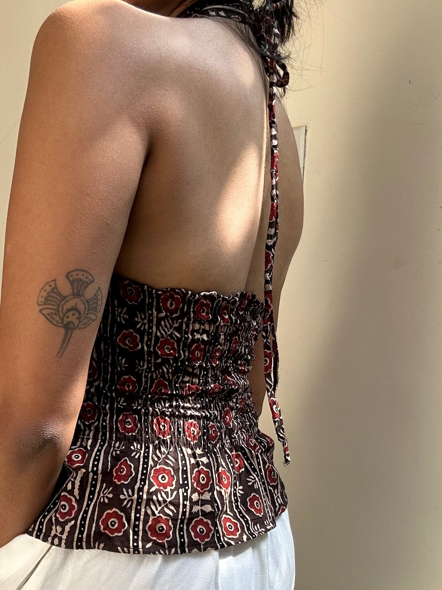 Preksha: Dark Brown Striped Ajrakh