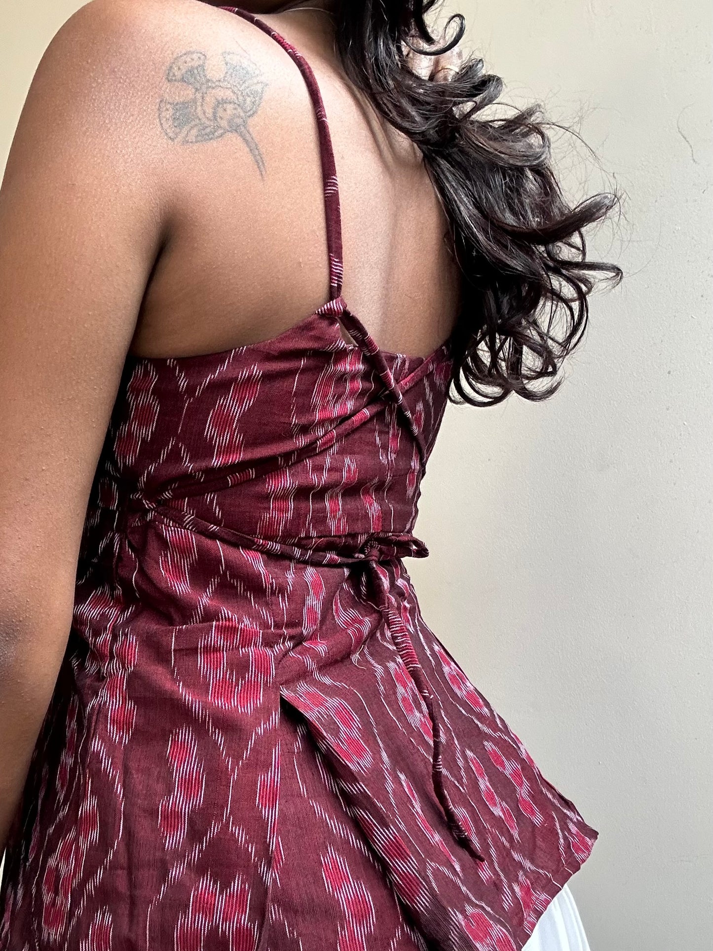 Delicia: Maroon Double Ikat Weave