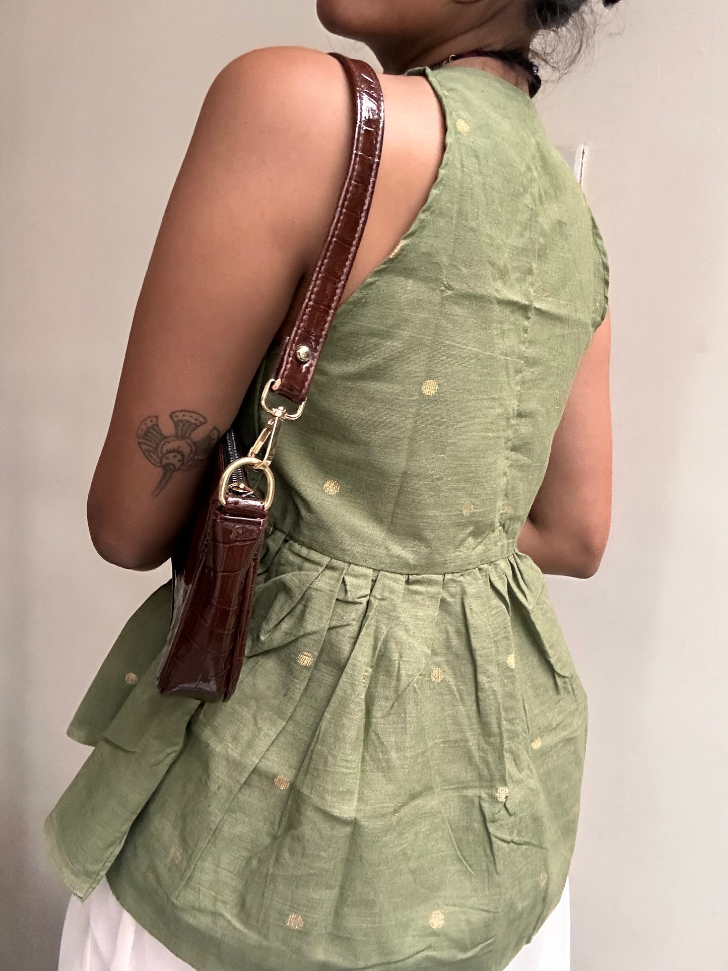 Geet: Sage Green with Gold Polka