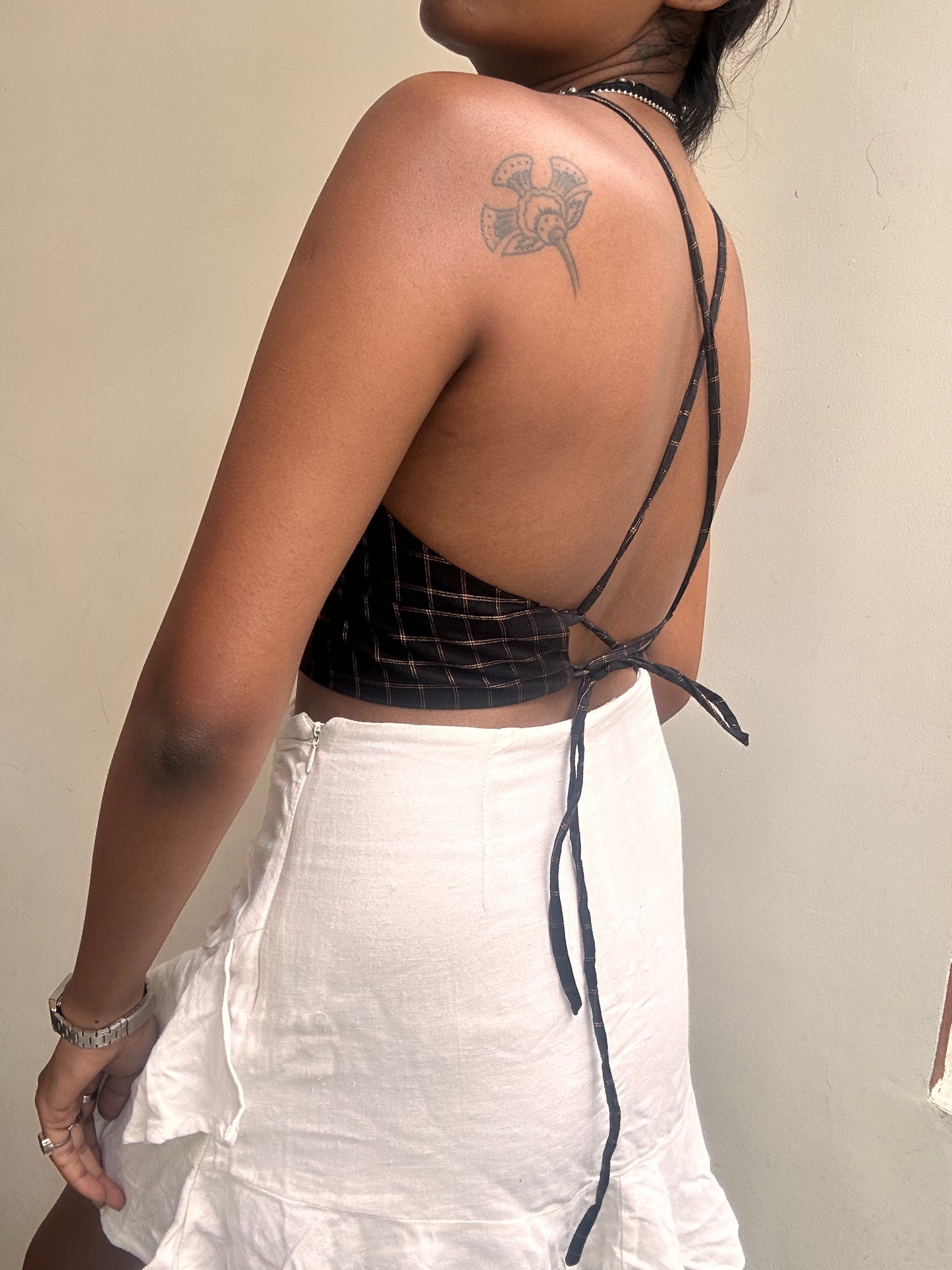 Bella: Black with Gold Chequered