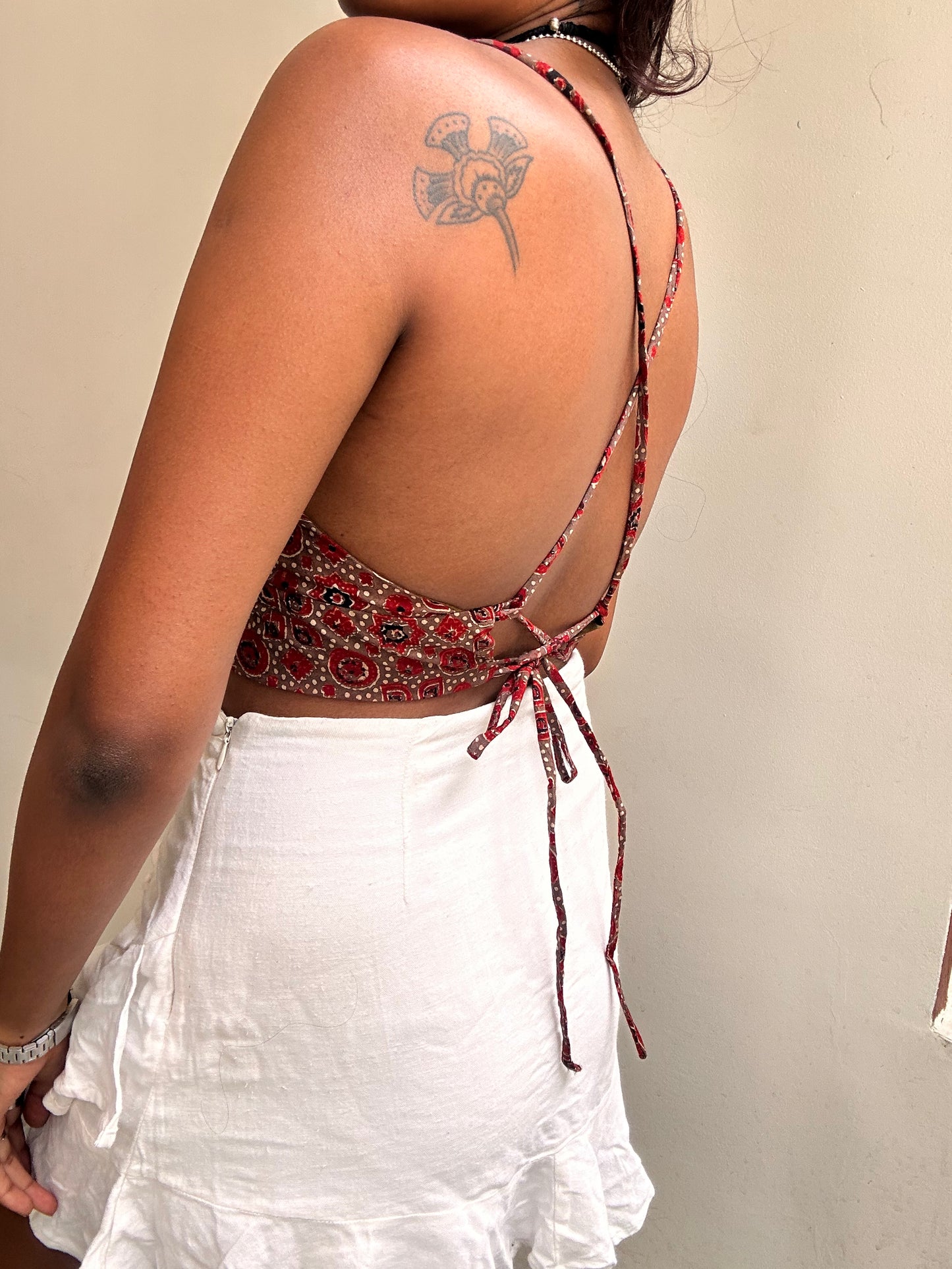 Bella: Brown with Red Geometric Ajrakh