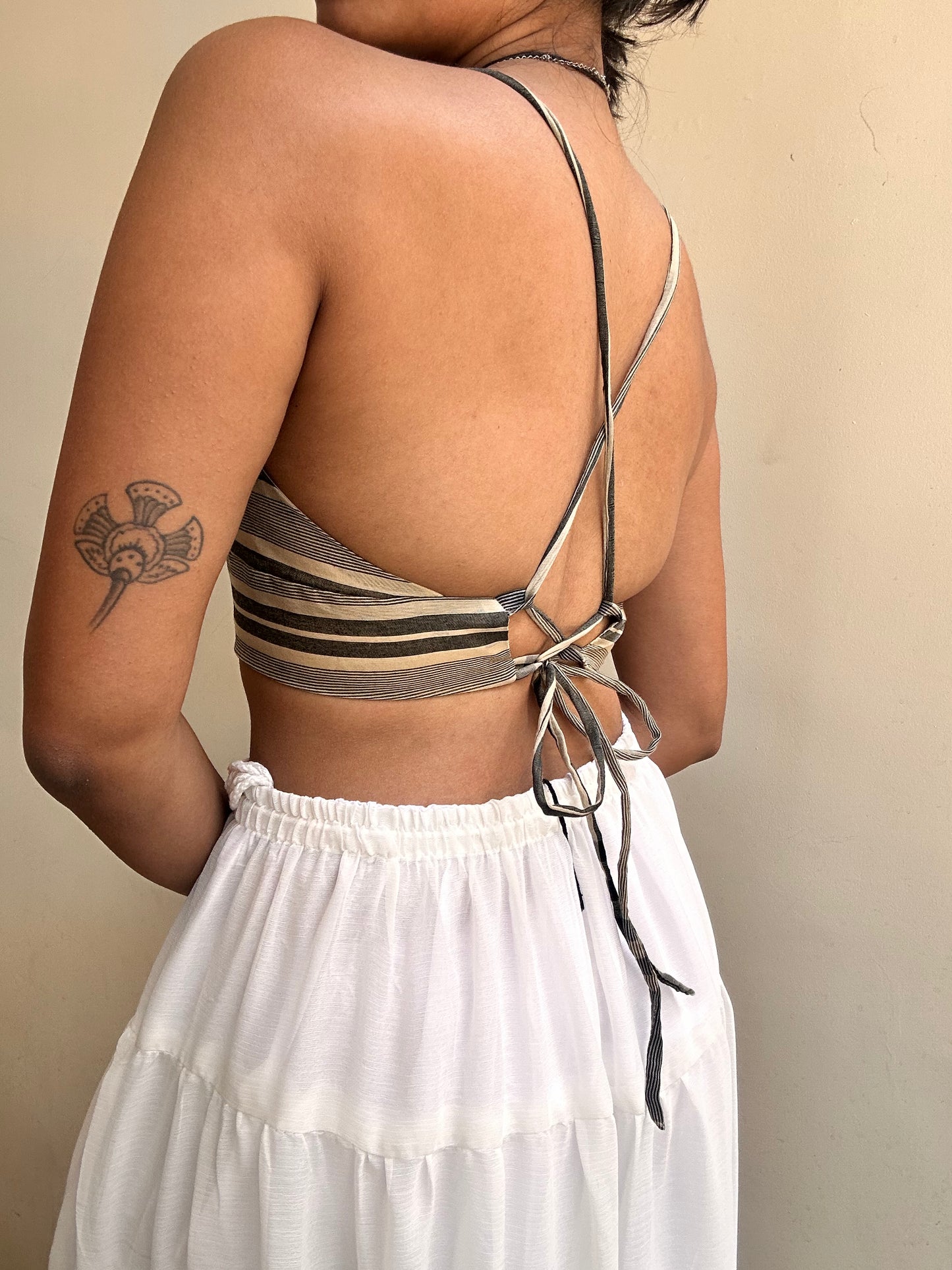 Bella: Beige Striped Upcycled