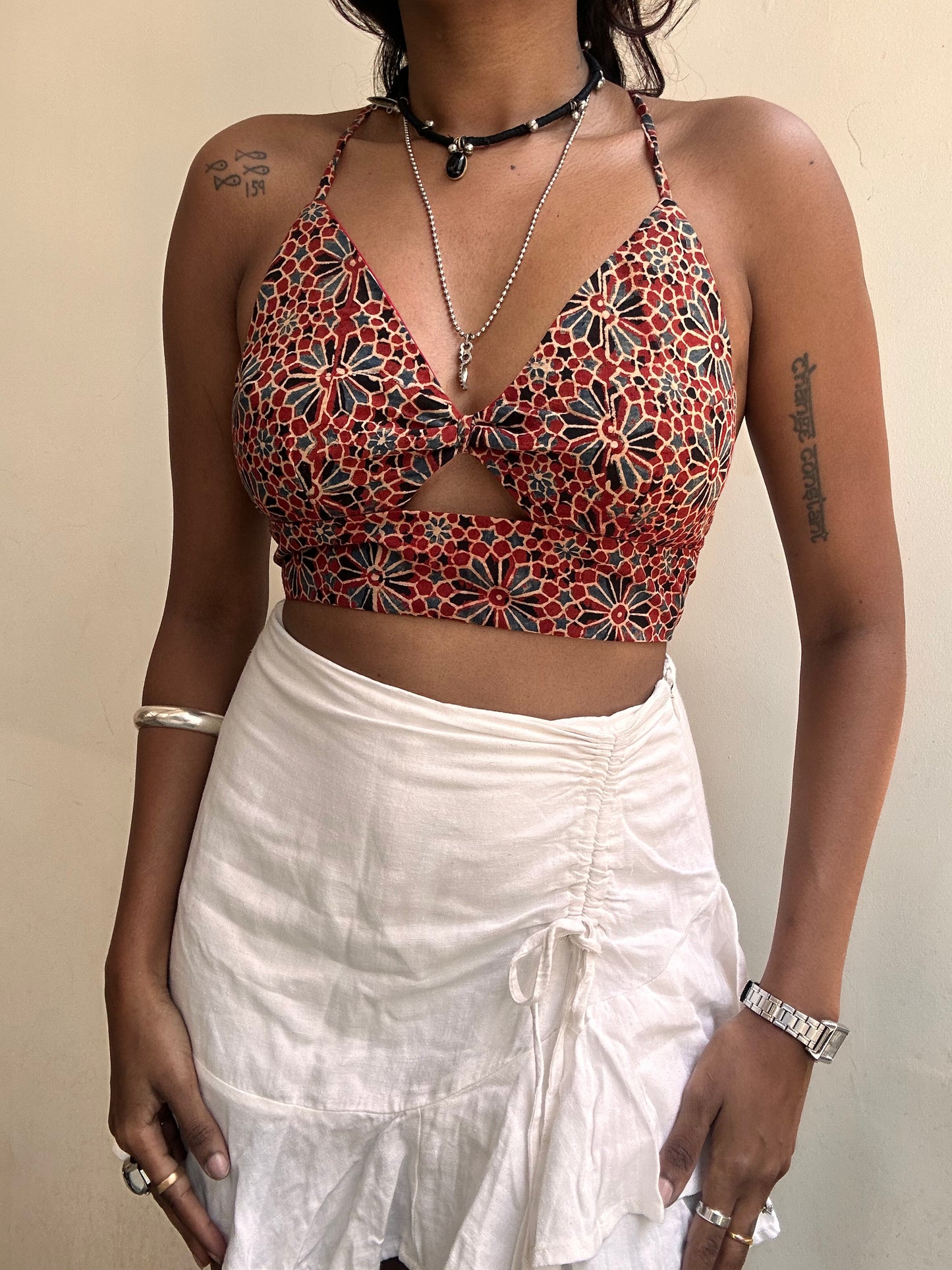 Bella: Red Geometric Floral Ajrakh