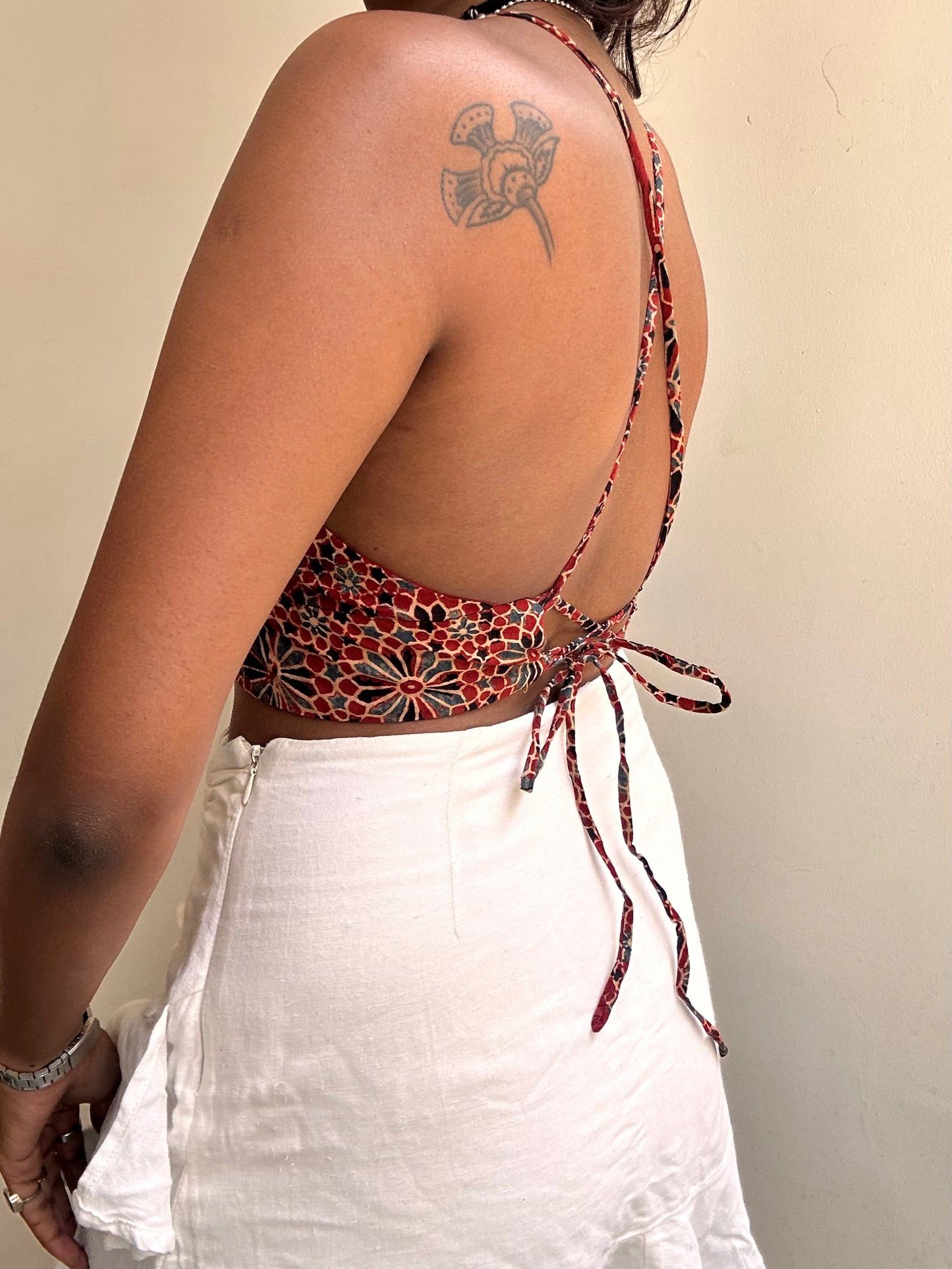 Bella: Red Geometric Floral Ajrakh