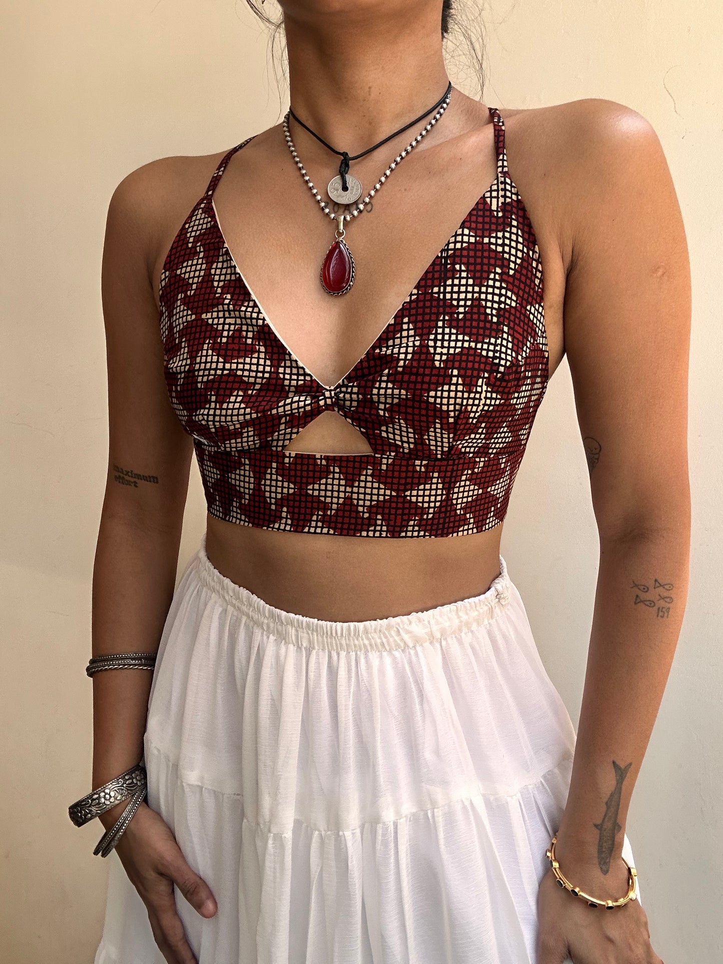 Bella: Beige and Red Checks
