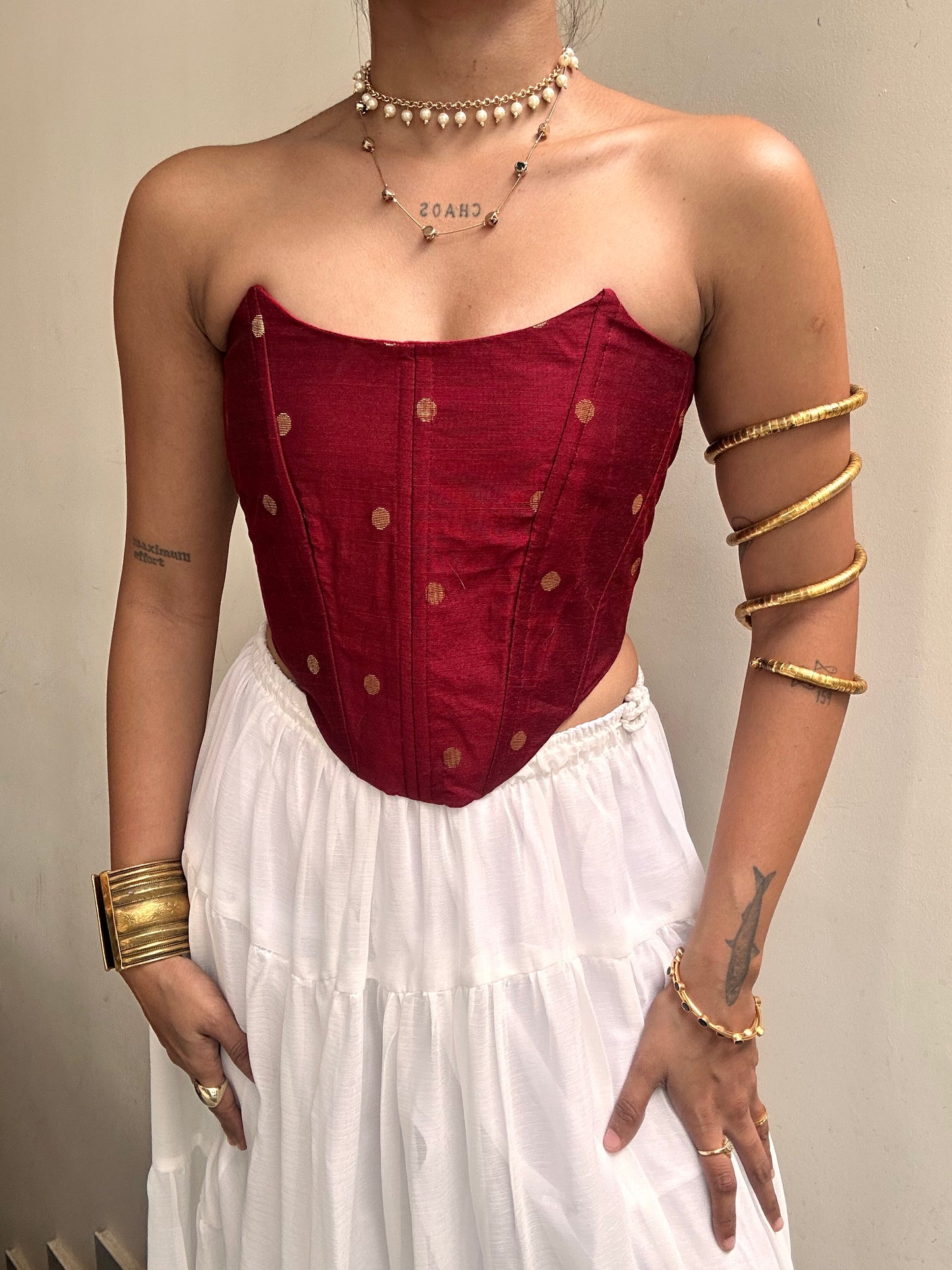 Kumari: Rich Red Polka Dotted