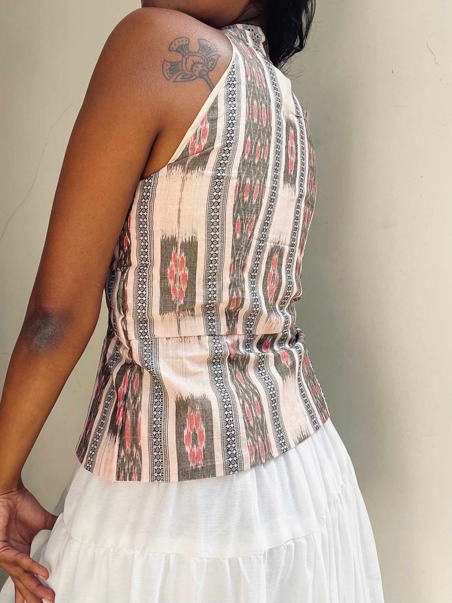 Trupti: Cream Double Ikat Weave