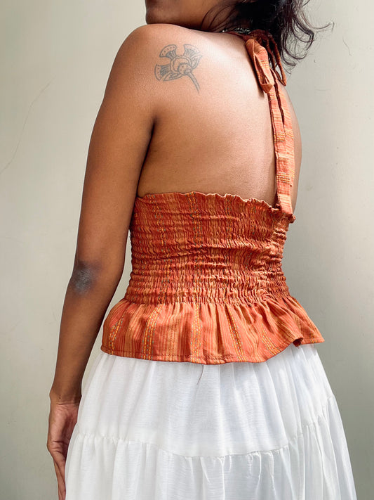 Preksha: Rust Orange Kantha