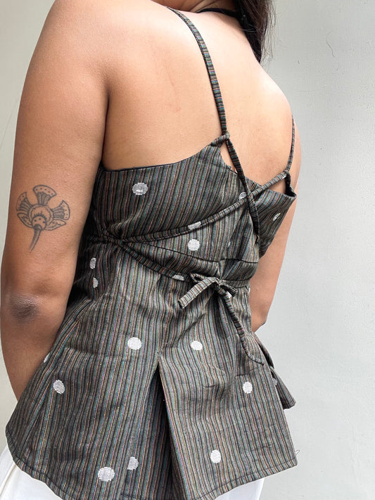 Delicia: Black Striped Polka Dot