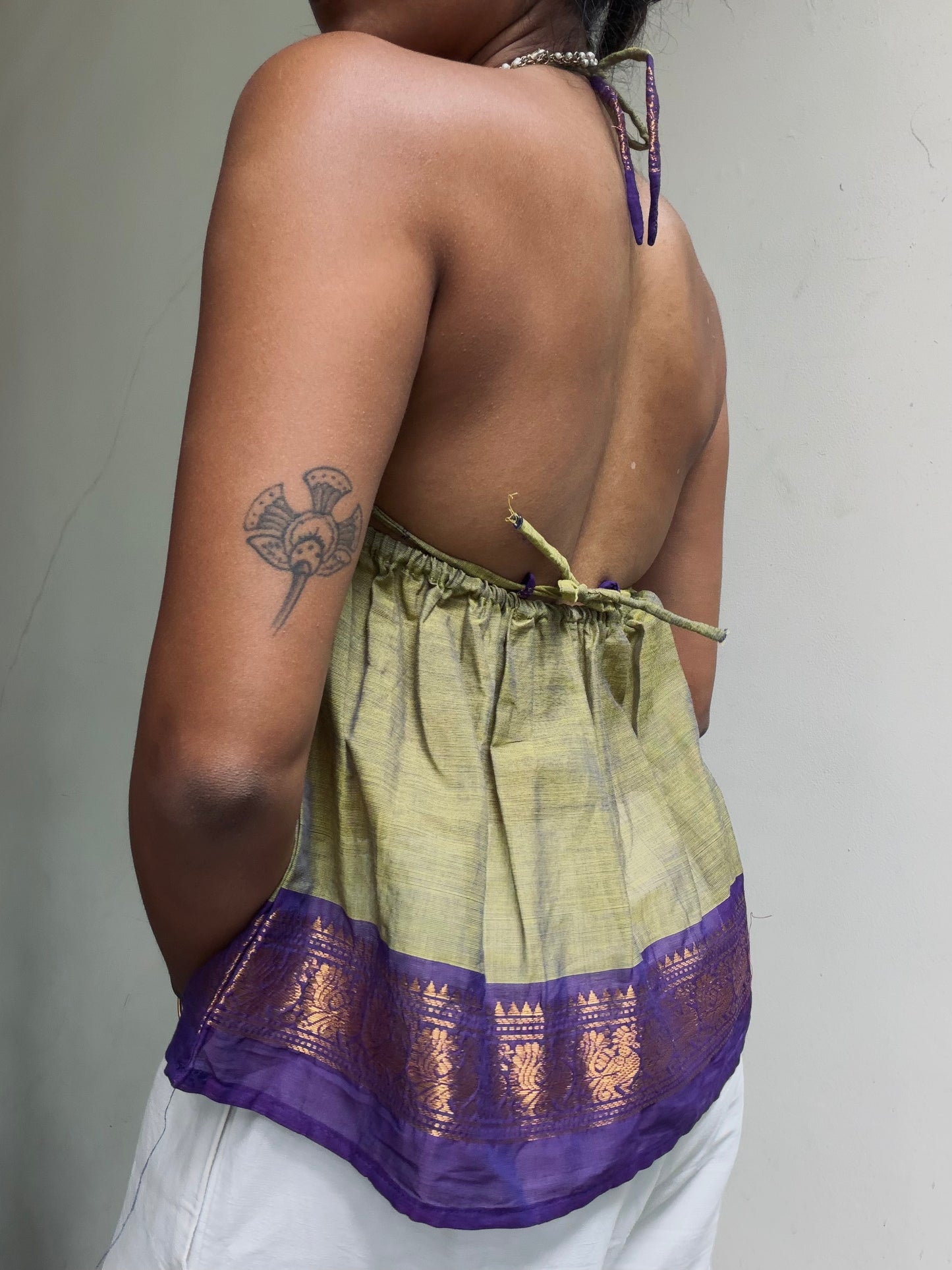 Tara: Avocado green with Purple
