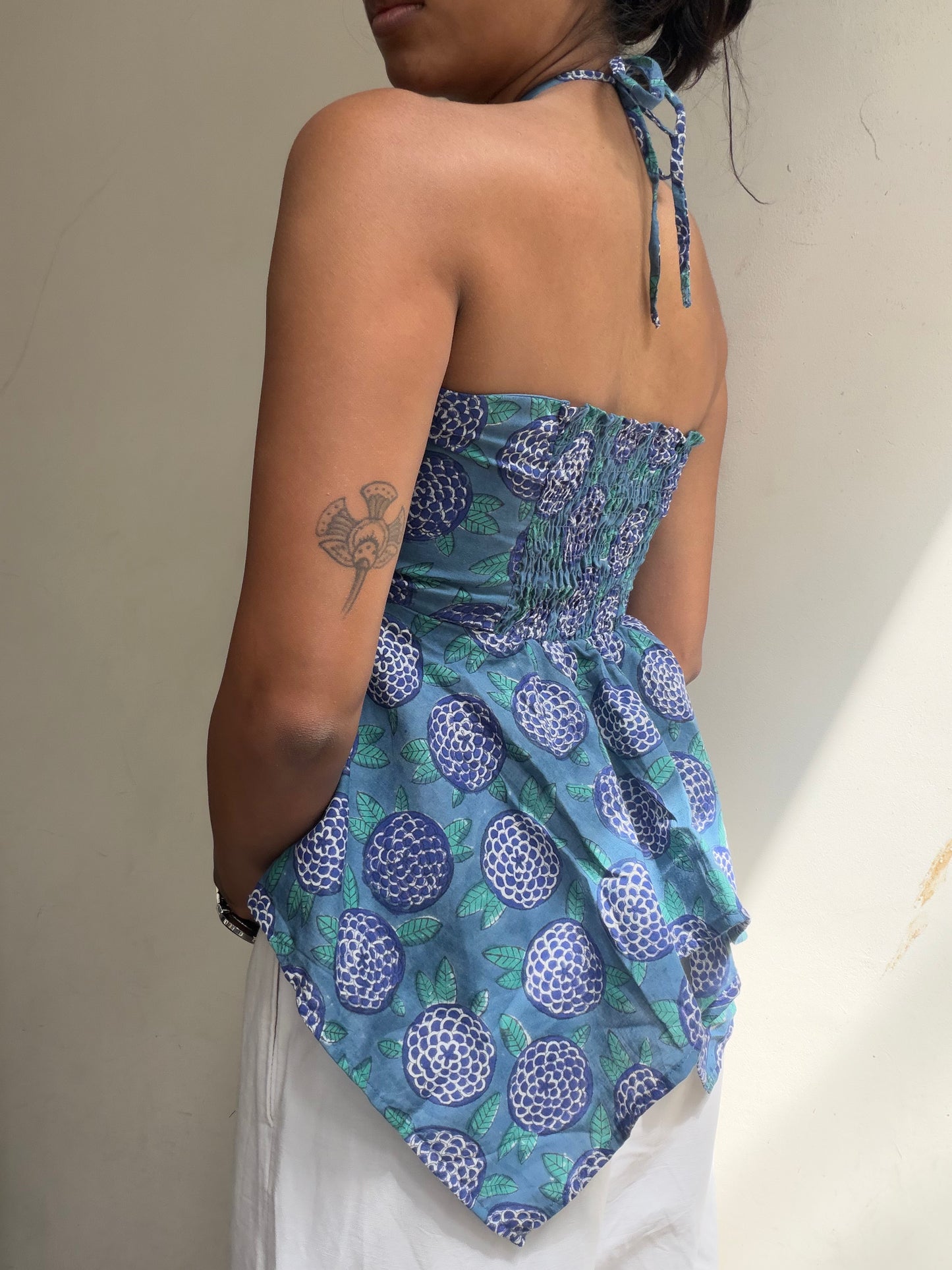 Noor: Blue Round Floral Sanganeri