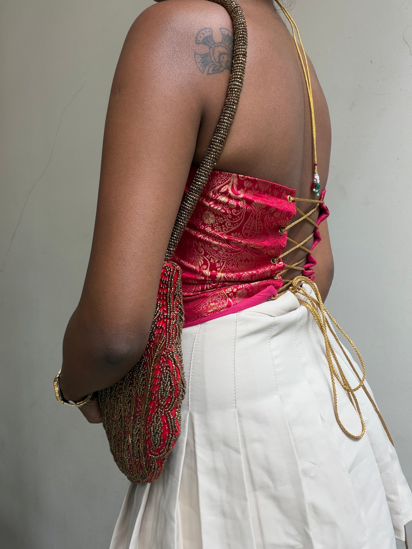 Kumari: Pink & Dark Blue Brocade