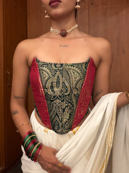Kumari: Green & Red Brocade