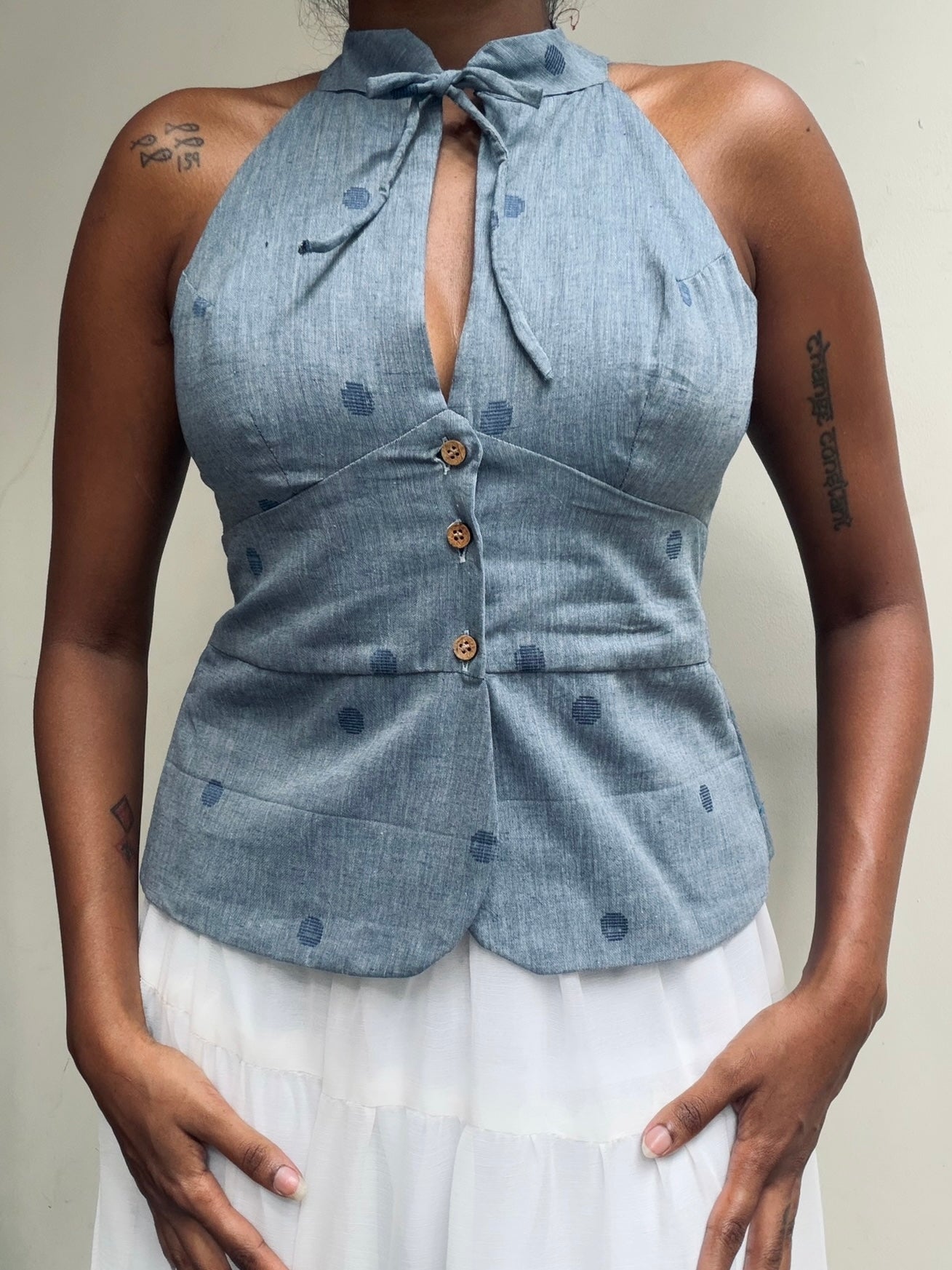Trupti: Denim Blue Jamdani