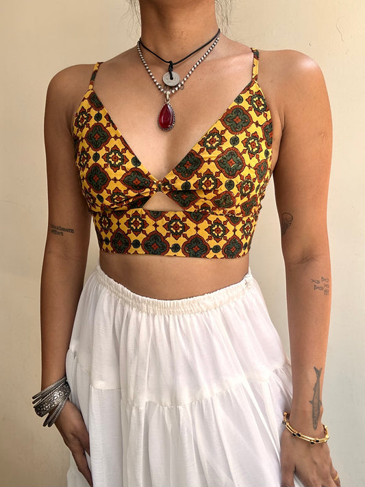 Bella: Yellow Geometric Ajrakh