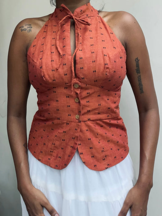 Trupti: Rust Orange Jamdani