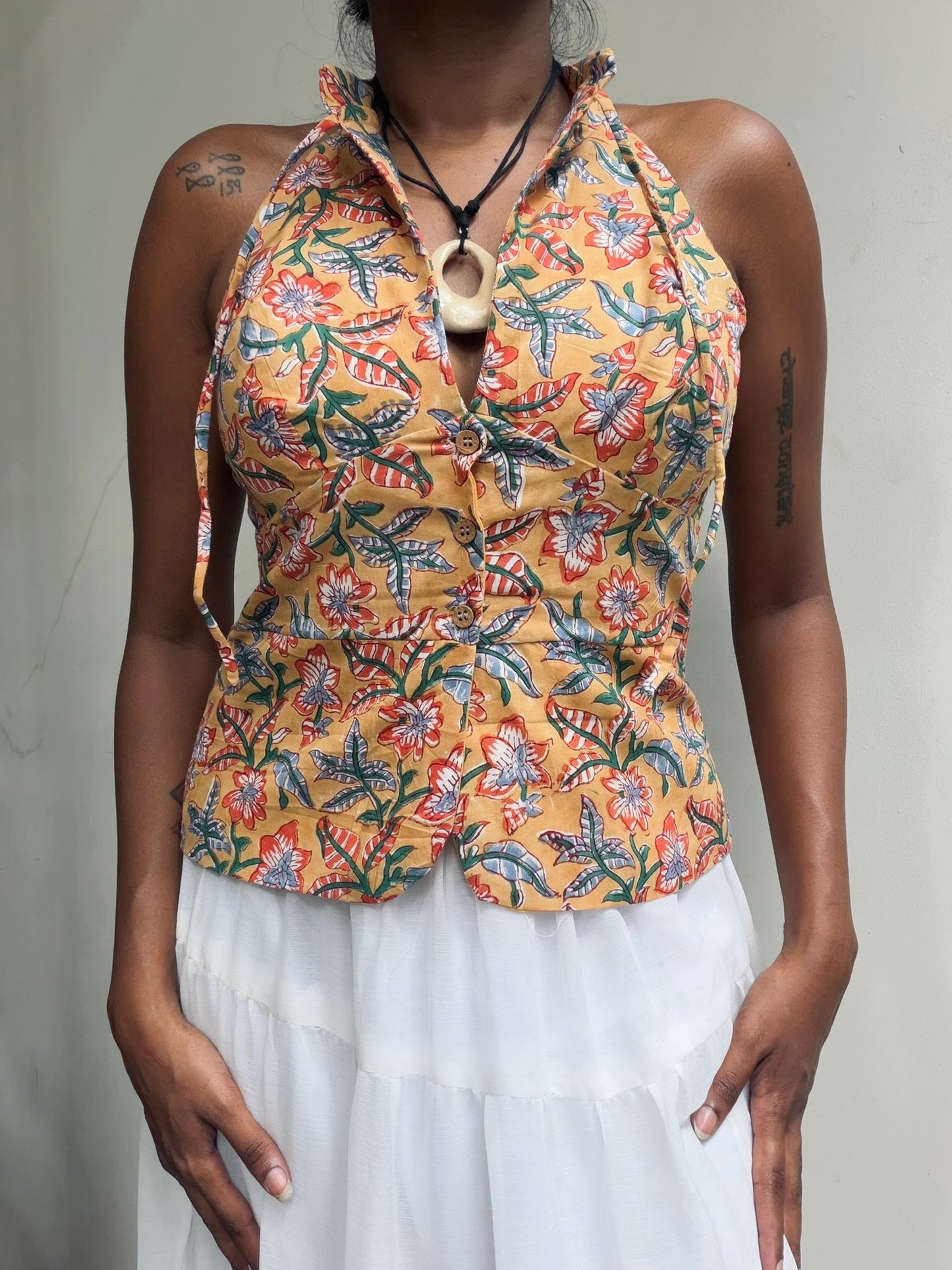 Trupti: Yellow Sanganeri Block Print