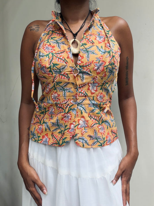Trupti: Yellow Sanganeri Block Print