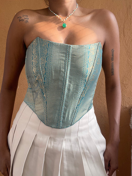 Kumari: Pastel blue with Silver zari