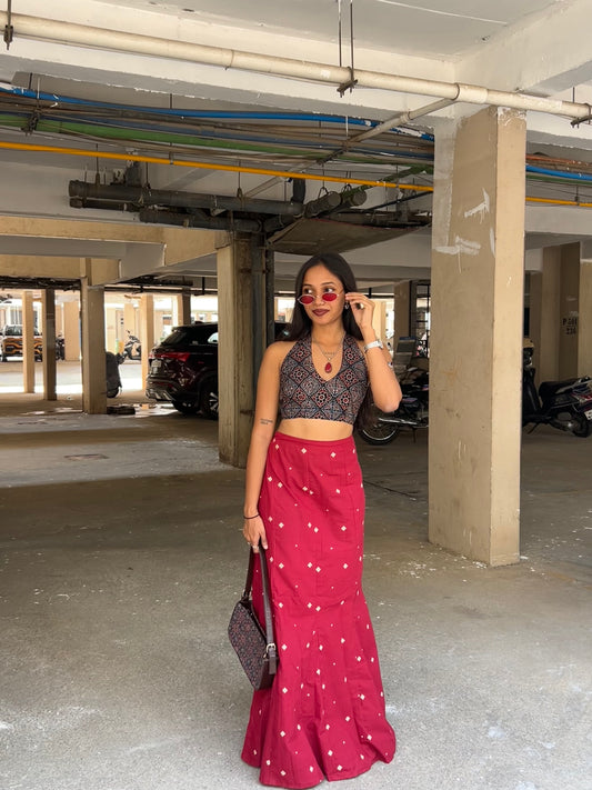 Meena: Red Jamdani