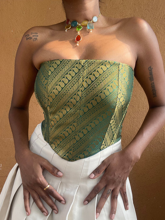 Rani: Green Striped Paisley