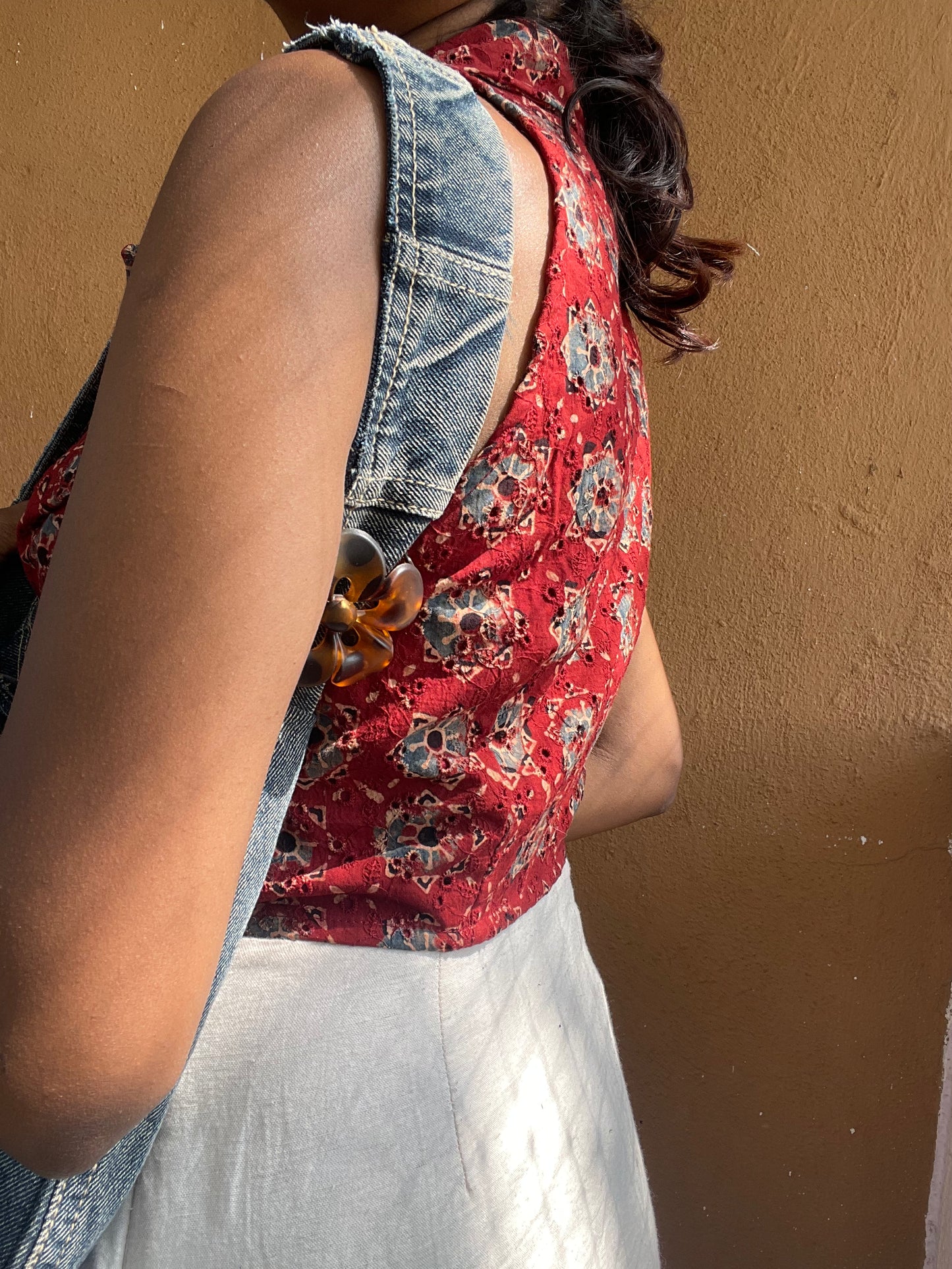 Varkala: Red Jacoba geometric Ajrakh