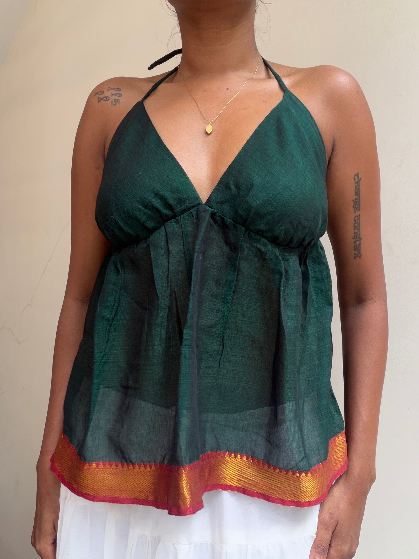 Tara: Deep Green with Red border