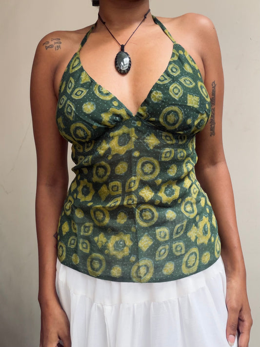 Taru: Green Motif Silk Ajrakh