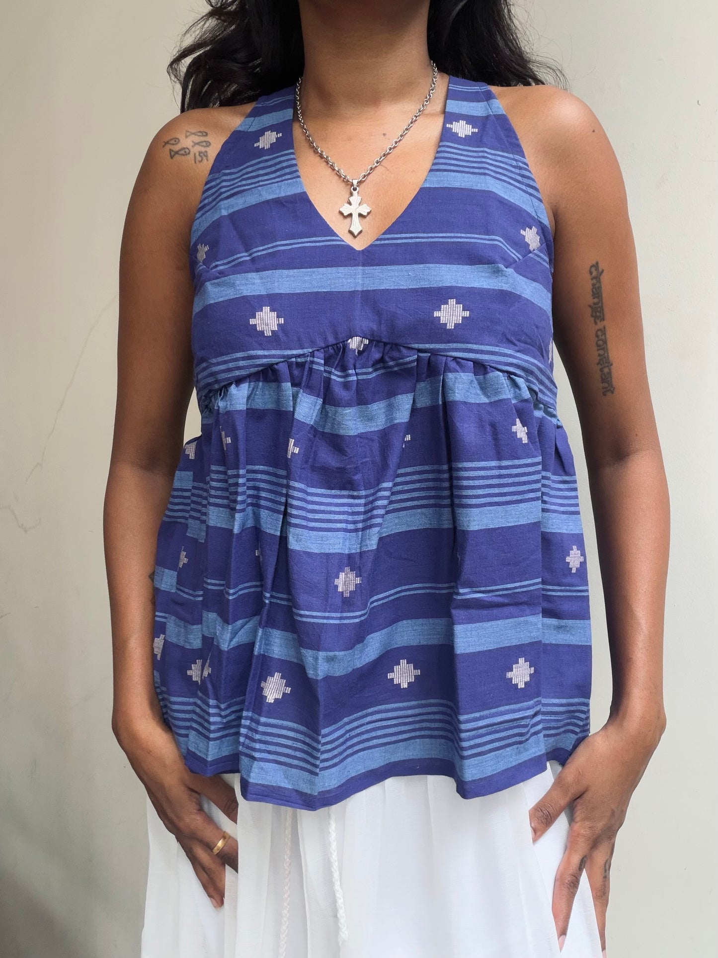 Geet: Blue striped Jamdani