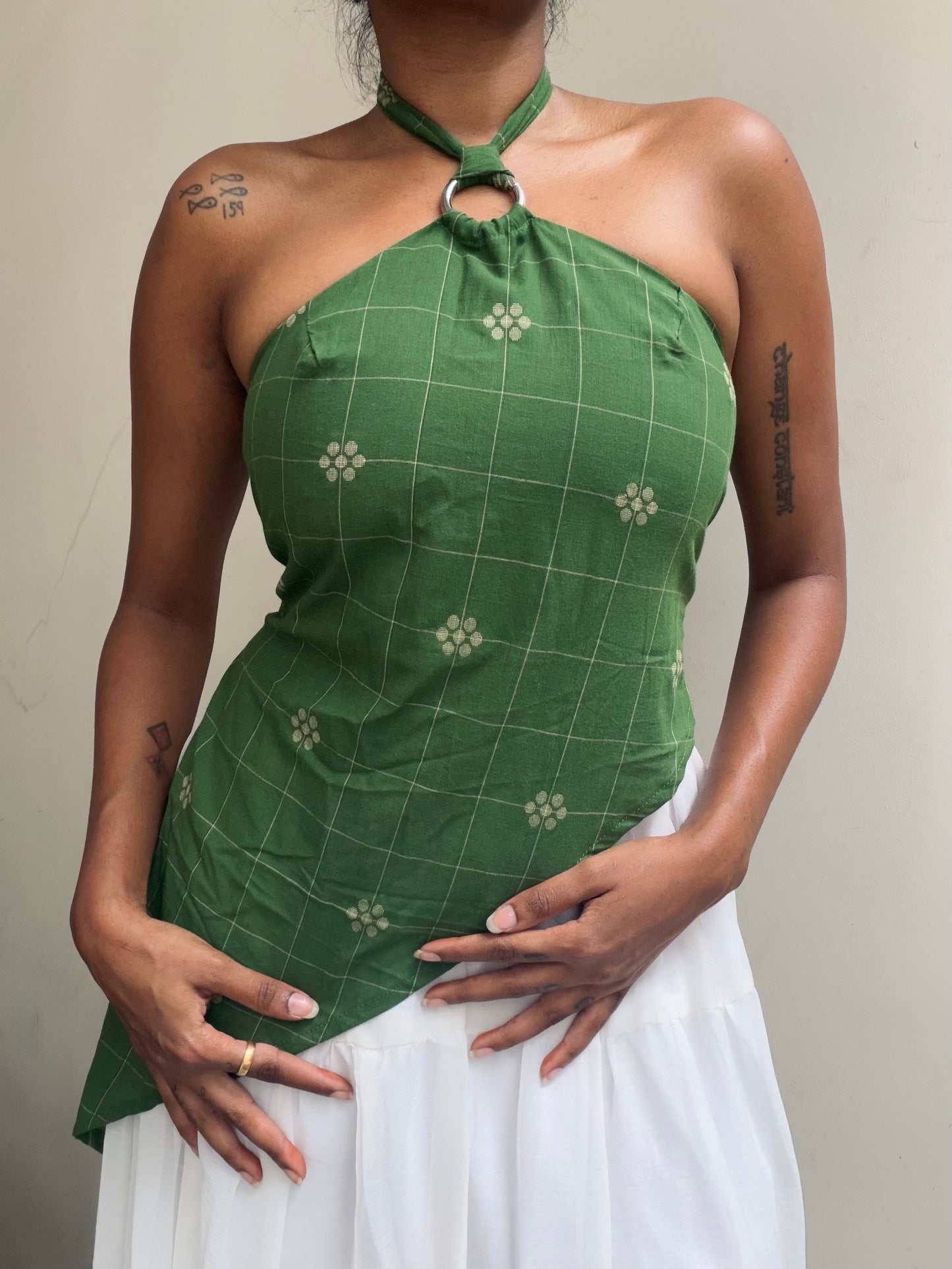 Maria: Green Checks Jamdani