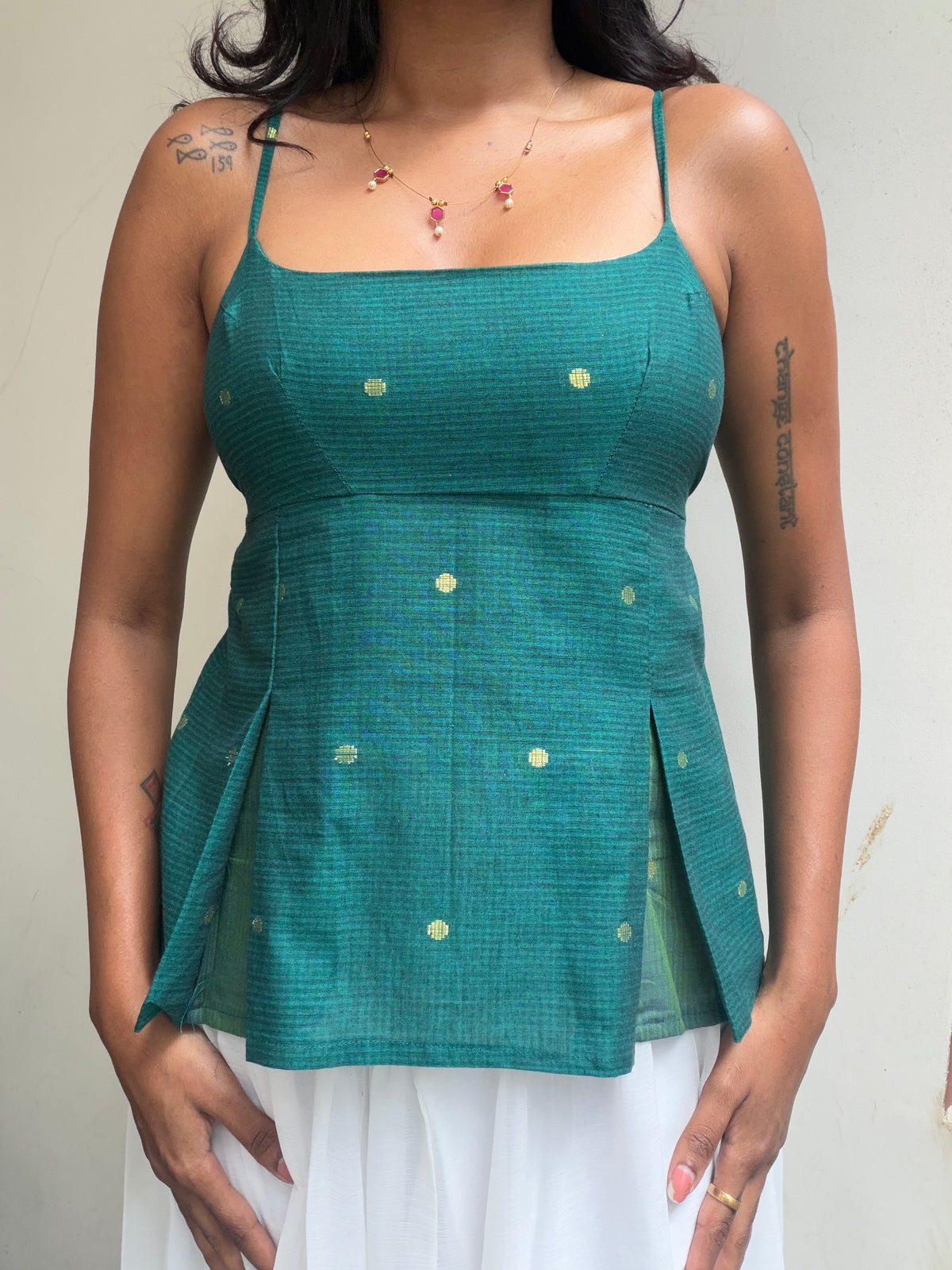 Delicia: Teal with Light Teal polka Dot