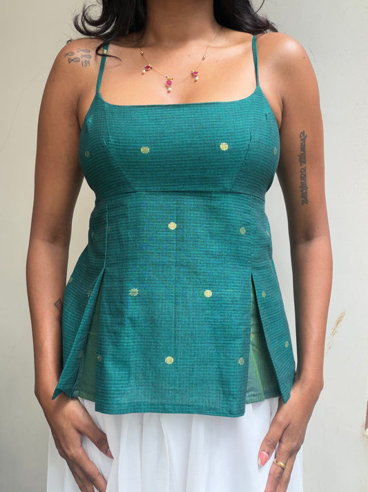 Delicia: Teal with Light Teal polka Dot