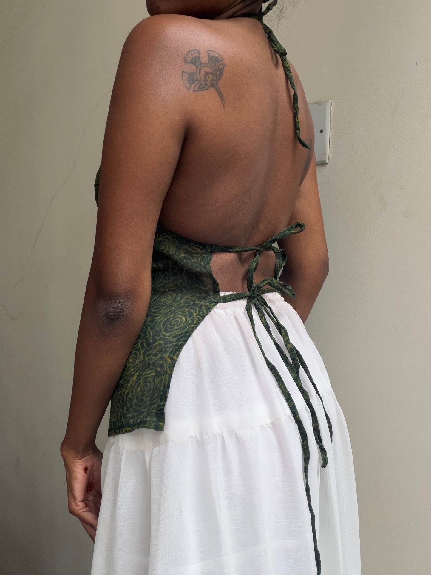 Taru: Green Floral Silk Ajrakh