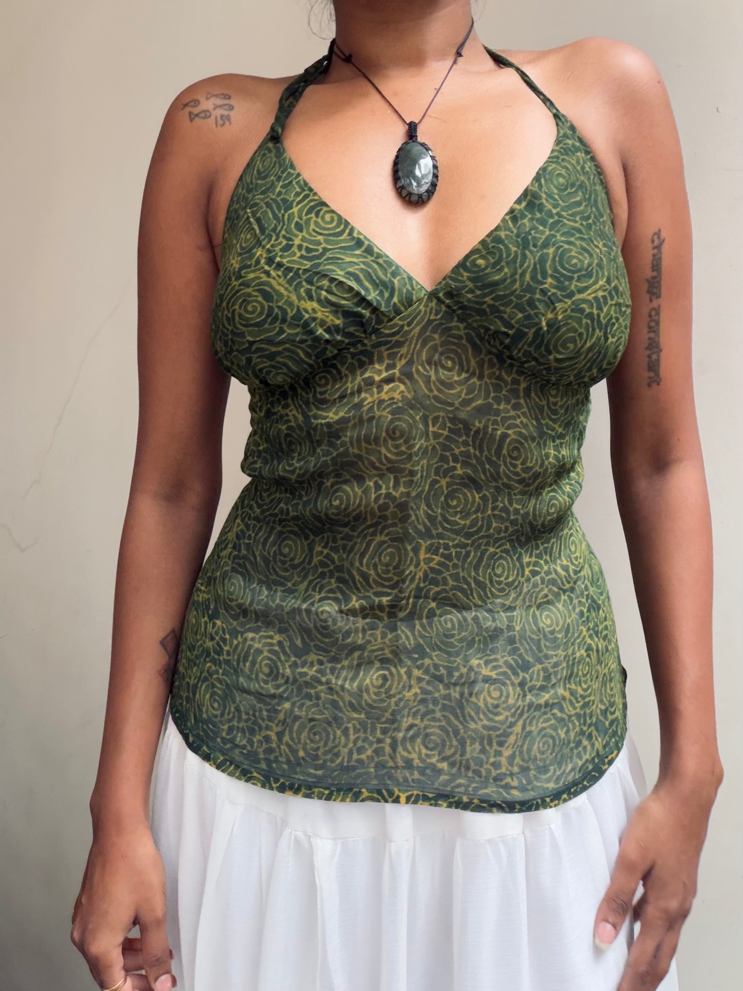 Taru: Green Floral Silk Ajrakh