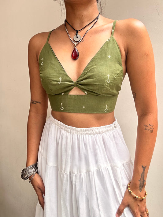 Bella: Olive Jamdani
