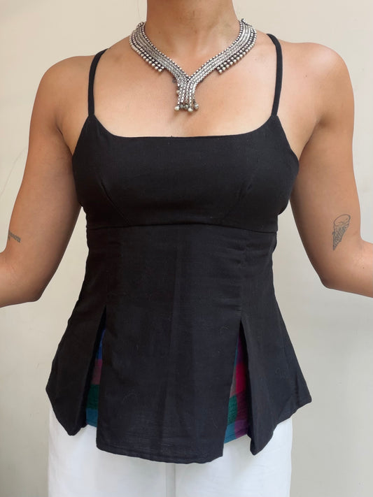 Delicia: Solid Black w Madras Checks