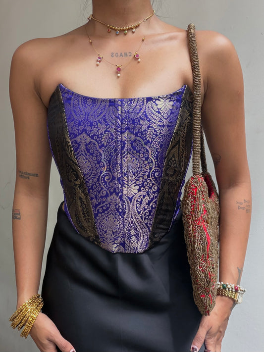 Kumari: Ink Blue & Black Brocade
