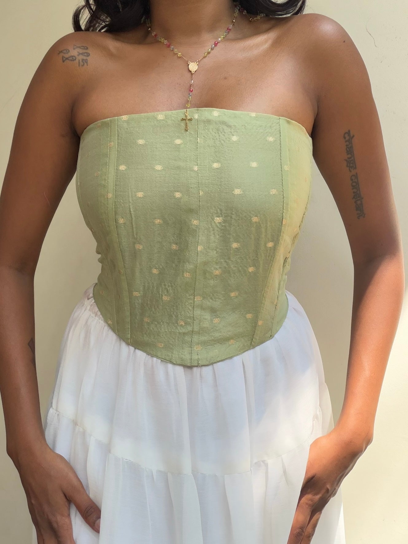 Rani: Pastel Green with Gold Zari