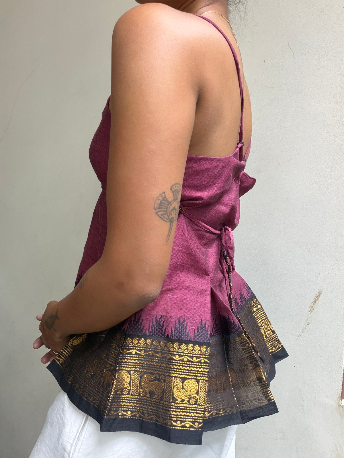 Delicia: Onion Pink with Black border Kanchi Cotton