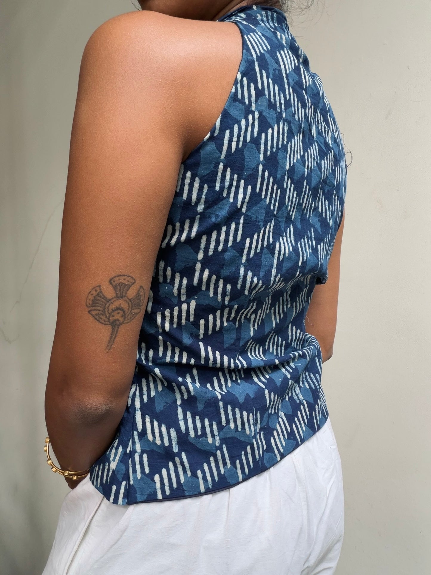 Trupti: Indigo Triangle Stripes