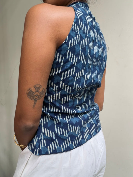 Trupti: Indigo Triangle Stripes